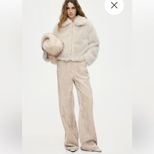 Ecru Light Beige Wide Whale velvety Corduroy Trousers.